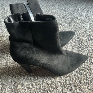 Black Suede Ankle Boots with Heel